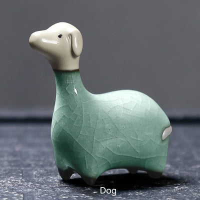 Buddha Stones Chinese Zodiac Ceramic Tea Pet Home Decoration - Khaki Dog 6.7*6.9cm - image 15