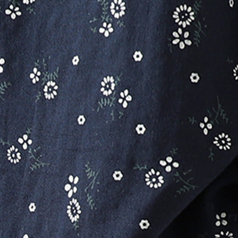 Buddha Stones Fall Small Floral Pattern Buttons Down Design Long Sleeve Women's Cotton Shirt - image 10