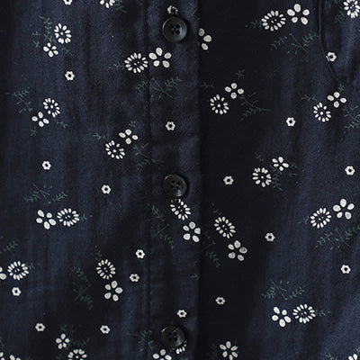 Buddha Stones Fall Small Floral Pattern Buttons Down Design Long Sleeve Women's Cotton Shirt - image 8
