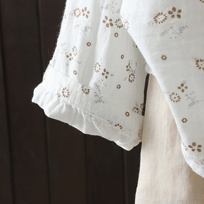 Buddha Stones Fall Small Floral Pattern Buttons Down Design Long Sleeve Women's Cotton Shirt - image 15