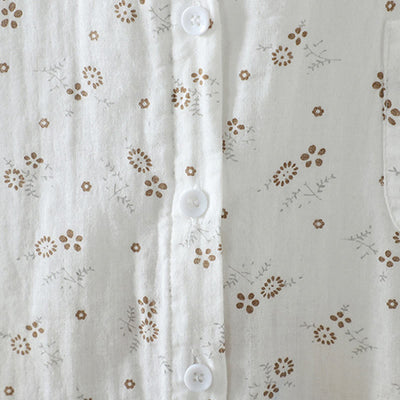 Buddha Stones Fall Small Floral Pattern Buttons Down Design Long Sleeve Women's Cotton Shirt - image 14