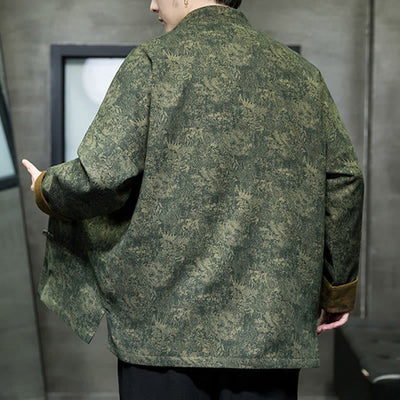 Buddha Stones Leaves Flower Frog-button Tang Suit Cotton Men's Jacket Shirt - image 8