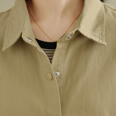 Buddha Stones Fall Pure Color Lapel Button Simple Design Women's Cotton Long Sleeve Jacket - image 17