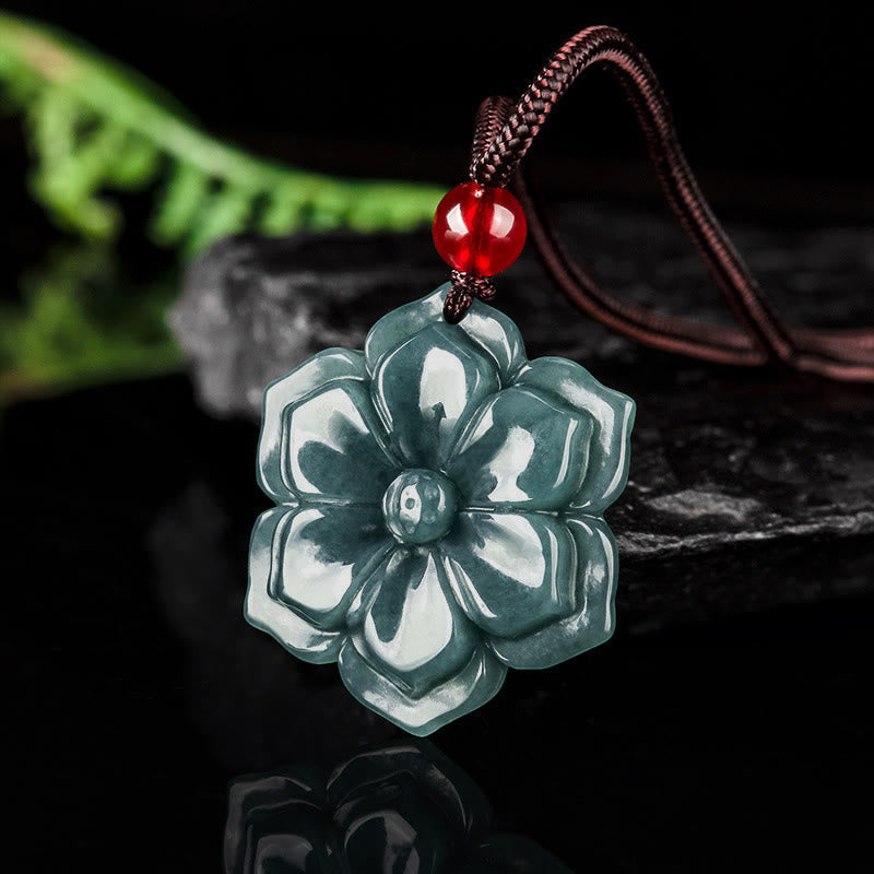 Buddha Stones Peach Blossom Jade Prosperity Necklace Pendants - image 2
