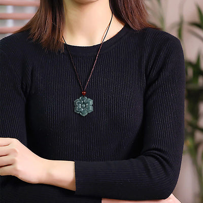 Buddha Stones Peach Blossom Jade Prosperity Necklace Pendants - image 4