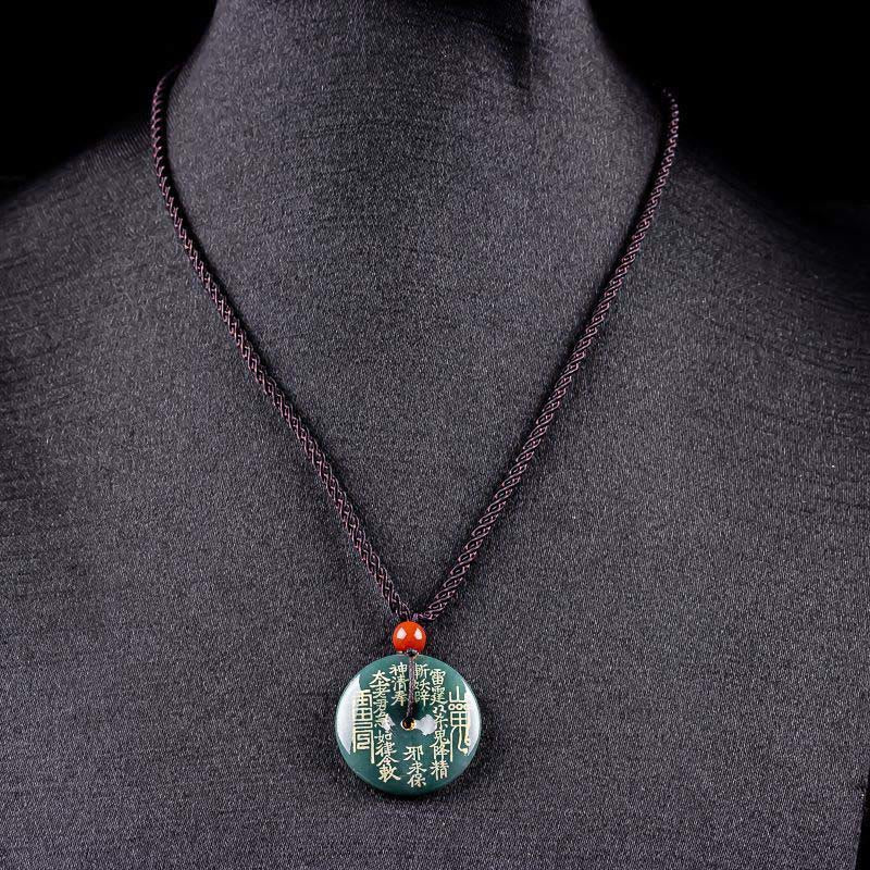 Buddha Stones Mountain Ghosts Spend Money Peace Buckle Jade Luck Necklace Pendant - image 3