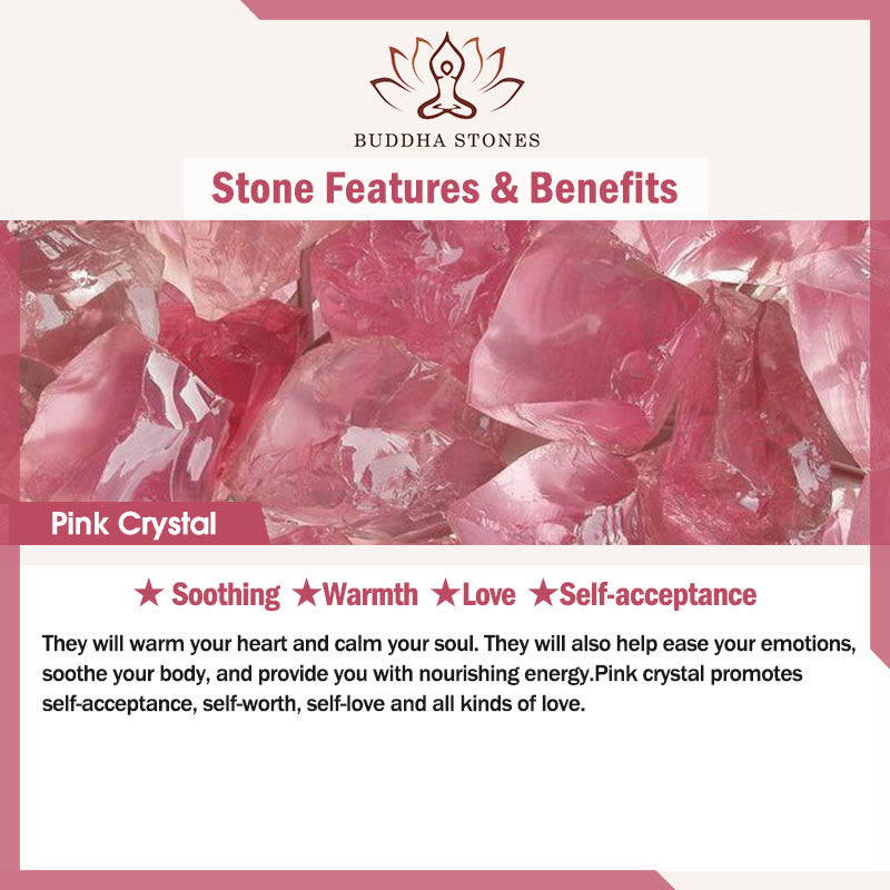 Buddha Stones Cat Fu Character Silver Sheen Obsidian Pink Crystal String Protection Bracelet - image 12