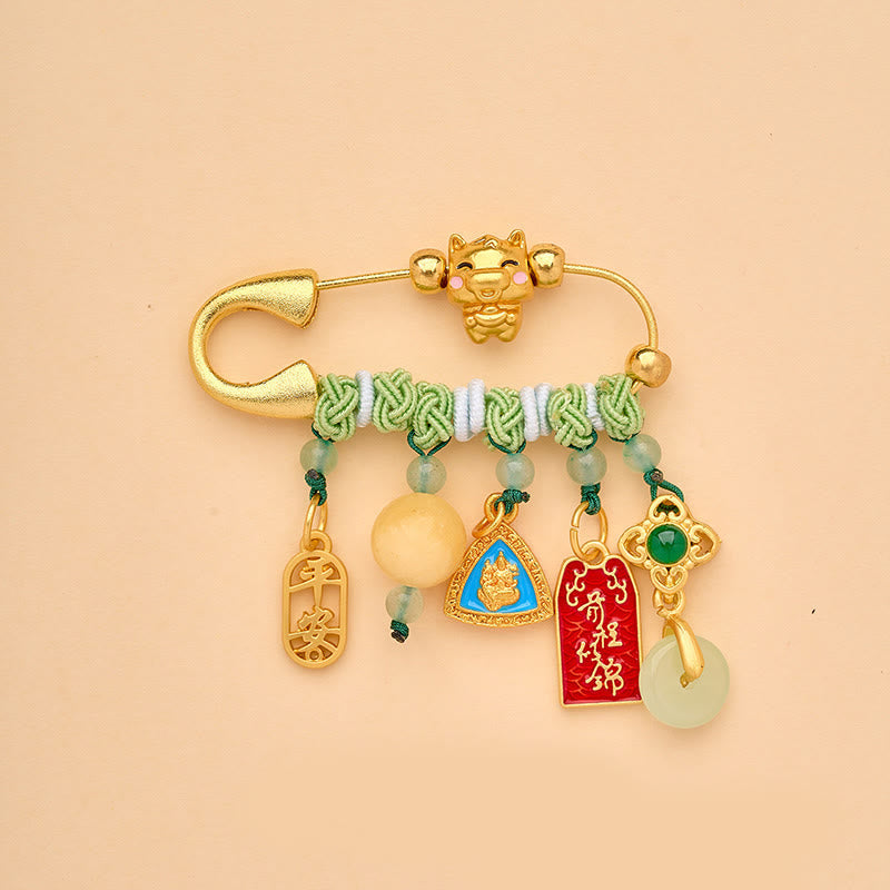 Buddha Stones Year Of The Horse Fu Character Lotus Attract Fortune Ruyi Handle Peace Buckle Luck Brooch - Safe Bright Future Peace Buckle - image 14