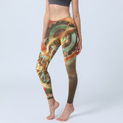 Foviel Dunhuang Fliegende Apsaras Mandala Drucken Gym Leggings Damen Yogahosen