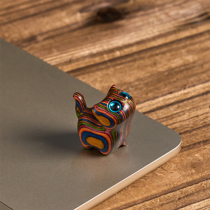 Buddha Stones Carved Cute Kitten Rainbow Eucalyptus Reduce Stress Decoration - image 2