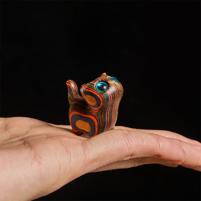 Buddha Stones Carved Cute Kitten Rainbow Eucalyptus Reduce Stress Decoration - image 5