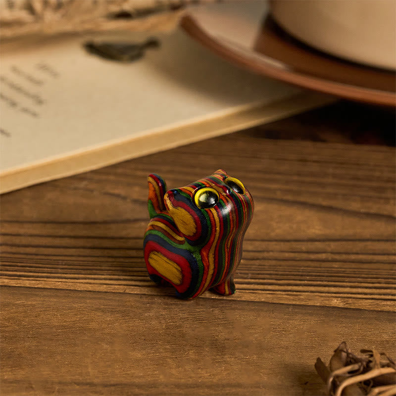 Buddha Stones Carved Cute Kitten Rainbow Eucalyptus Reduce Stress Decoration - image 8