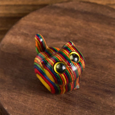 Buddha Stones Carved Cute Kitten Rainbow Eucalyptus Reduce Stress Decoration - Yellow Eyes Cat(3.3*3.2*2.1cm) - image 7