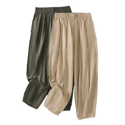 Buddha Stones Summer Simple Pure Color High Waisted Pleated Women's Harem Pants With Pockets - image 24