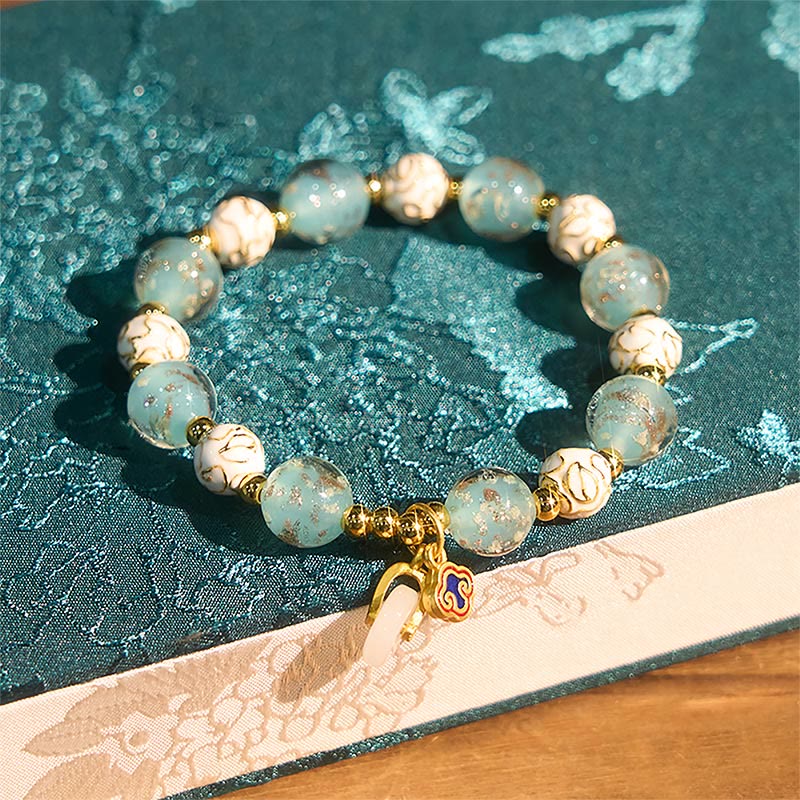 Buddha Stones Blue Liuli Glass Blessings Bracelet - image 3