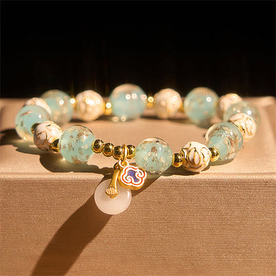 Buddha Stones Blue Liuli Glass Blessings Bracelet - image 1