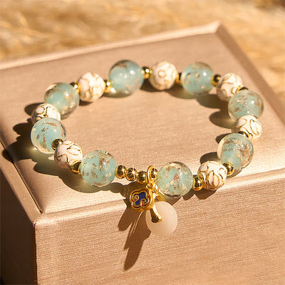 Buddha Stones Blue Liuli Glass Blessings Bracelet - Liuli Glass(Wrist Circumference: 15-16cm) - image 0