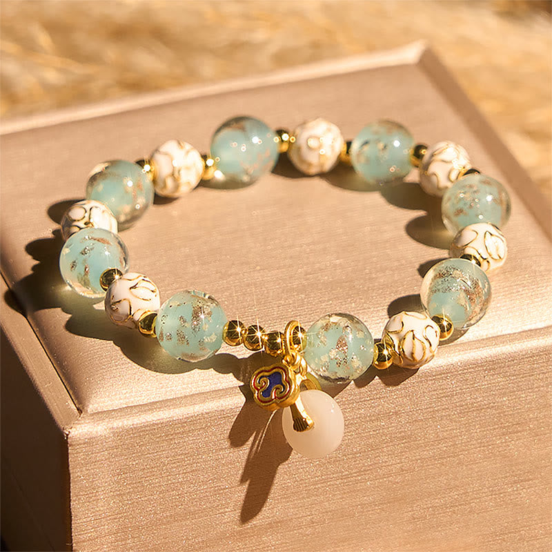 Buddha Stones Blue Liuli Glass Blessings Bracelet - Liuli Glass(Wrist Circumference: 15-16cm) - image 0