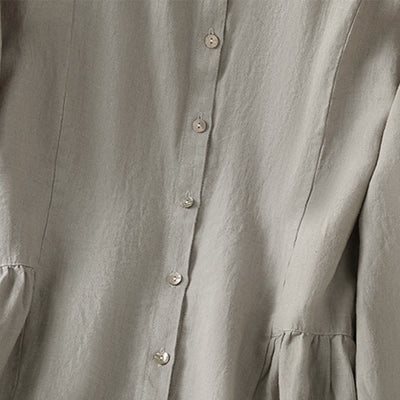 Buddha Stones Fall Commute Patchwork Plain Design Long Sleeve Women's Cotton Buttons Shirt - image 14