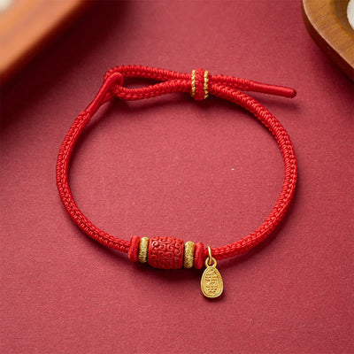 Buddha Stones Om Mani Padme Hum Fu Character Copper Red String Luck Bracelet - image 9