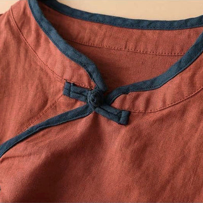 Buddha Stones Retro Flower Embroidery Design Long Sleeve Cotton Linen Women's Shirt - image 2