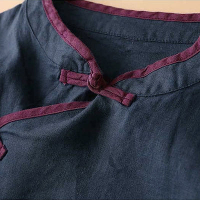 Buddha Stones Retro Flower Embroidery Design Long Sleeve Cotton Linen Women's Shirt - image 23