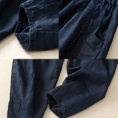 Buddha Stones Commute Color Blocking Design Women's Harem 7-8 Length Pants With Pockets - image 15