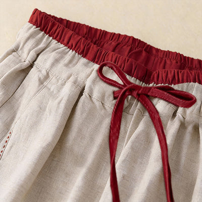 Buddha Stones Commute Color Blocking Design Women's Harem 7-8 Length Pants With Pockets - image 2
