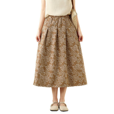 Buddha Stones Printing Flower Paisley Pattern A-line Elastic Waist Women's Skirt With Pockets - image 14