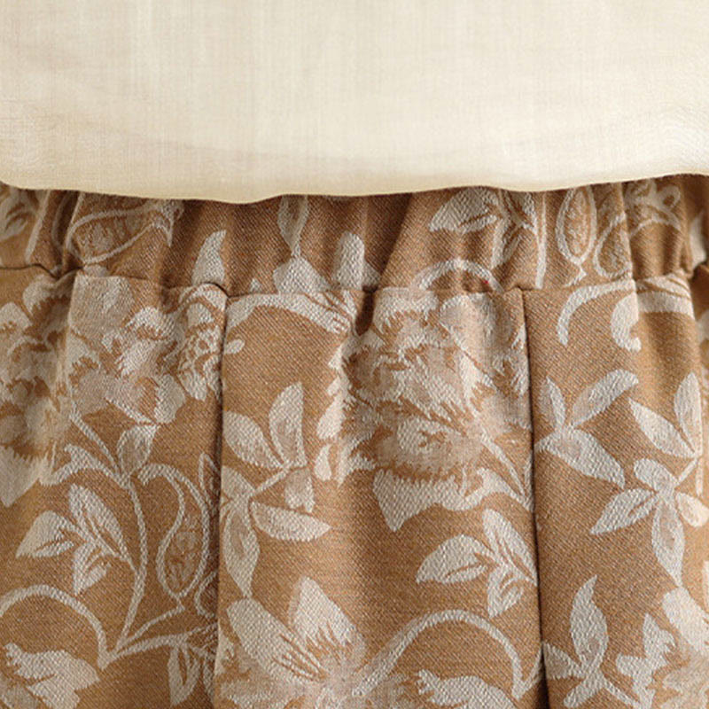 Buddha Stones Printing Flower Paisley Pattern A-line Elastic Waist Women's Skirt With Pockets - image 16