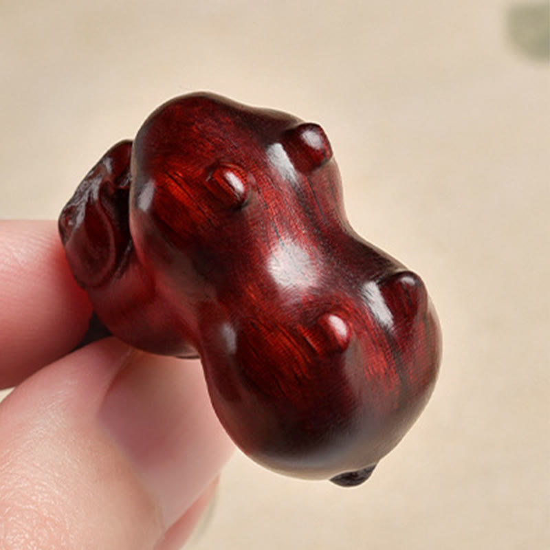 Buddha Stones Year Of The Horse Small Leaf Red Sandalwood Balance Key Chain - image 3