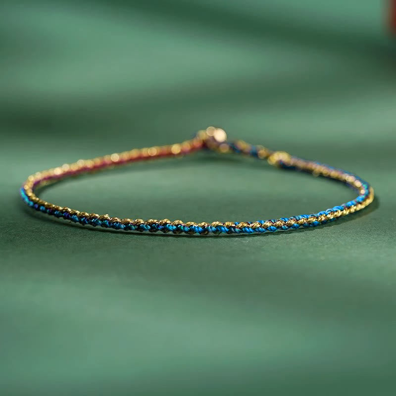 FREE Today: Luck Strength Colorful Rope Coin Bead Extra Thin Braided Bracelet - Dark Blue - Bare Rope - 20cm - image 20