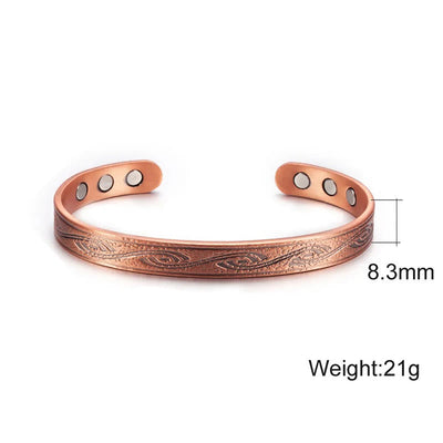 Buddha Stones Spiral Pattern Copper Balance Open Adjustable Cuff Bracelet Bangle - image 4