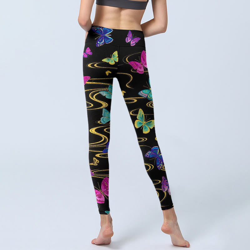Buddha Stones Gorgeous High Contrast Butterfly Pattern Print Gym Leggings Women's Yoga Pants - image 6