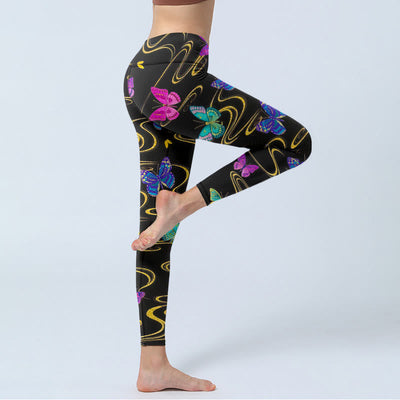 Buddha Stones Gorgeous High Contrast Butterfly Pattern Print Gym Leggings Women's Yoga Pants - image 4