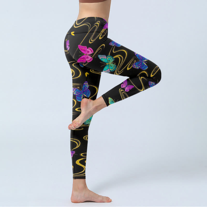 Buddha Stones Gorgeous High Contrast Butterfly Pattern Print Gym Leggings Women's Yoga Pants - image 4