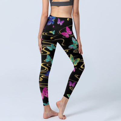 Buddha Stones Gorgeous High Contrast Butterfly Pattern Print Gym Leggings Women's Yoga Pants - image 3