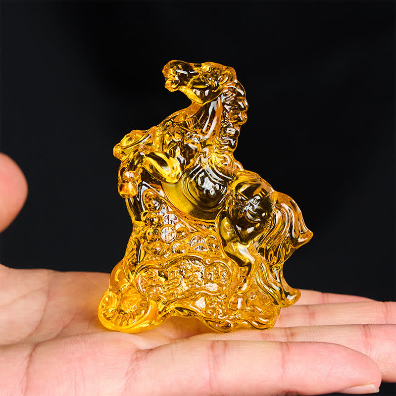 Buddha Stones "Hoping You Success and Good Luck" Year Of The Horse Ingot Get Rich Fast Mini Liuli Crystal Decoration Includes Gift Message Card - image 15