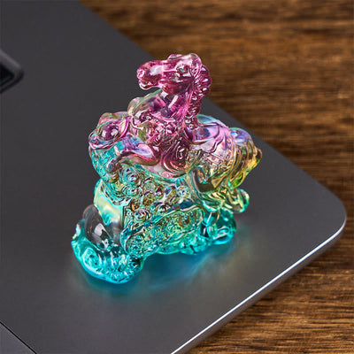 Buddha Stones "Hoping You Success and Good Luck" Year Of The Horse Ingot Get Rich Fast Mini Liuli Crystal Decoration Includes Gift Message Card - image 4