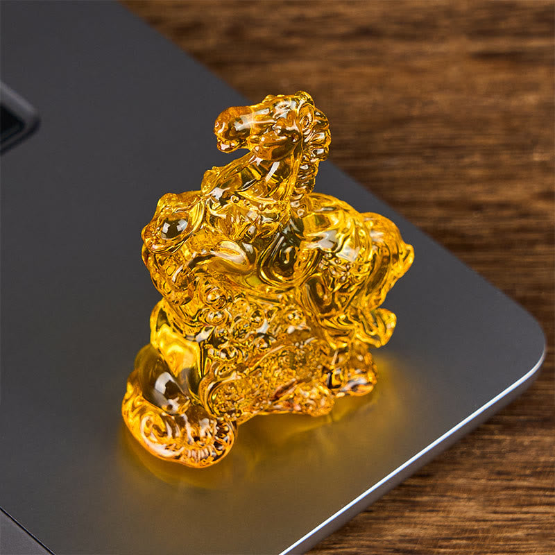Buddha Stones "Hoping You Success and Good Luck" Year Of The Horse Ingot Get Rich Fast Mini Liuli Crystal Decoration Includes Gift Message Card - image 14
