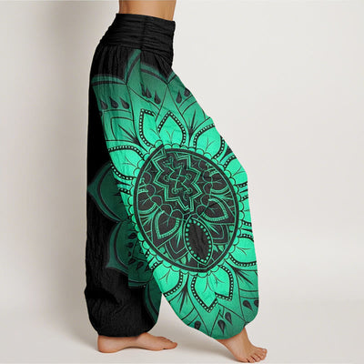 Buddha Stones Cotton Symmetrical Mandala Pattern Women's Elastic Waist Harem Pants - image 2