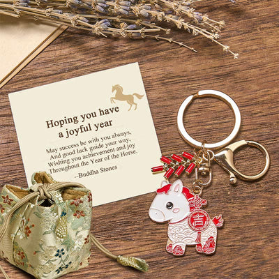Buddha Stones "Hoping You Have a Joyful Year" Year of the Horse Ingot Red Firecrackers Alloy Key Chain Includes Gift Message Card - Year of the Horse Lucky - Deluxe Gift Bag (+$9.59) - image 16
