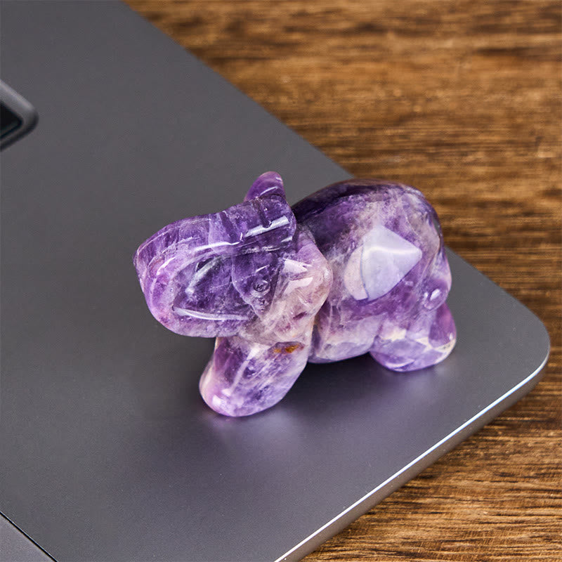 Buddha Stones ''May Blessings Walk With You'' Natural Small Elephant Amazonite Amethyst Jade Black Obsidian Stone Decoration Includes Gift Message Card - image 15