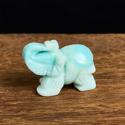 Buddha Stones ''May Blessings Walk With You'' Natural Small Elephant Amazonite Amethyst Jade Black Obsidian Stone Decoration Includes Gift Message Card - image 3
