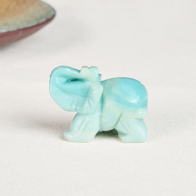 Buddha Stones ''May Blessings Walk With You'' Natural Small Elephant Amazonite Amethyst Jade Black Obsidian Stone Decoration Includes Gift Message Card - image 1