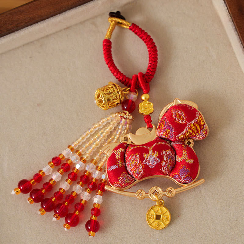 Buddha Stones Year Of The Horse Embroidery Prosperity Key Chain - image 1