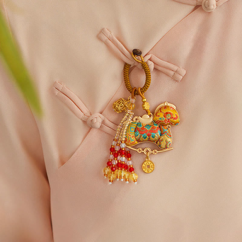 Buddha Stones Year Of The Horse Embroidery Prosperity Key Chain - image 6