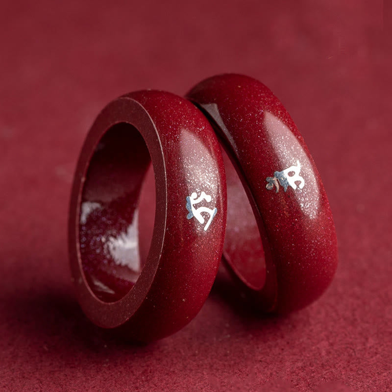 Buddha Stones Chinese Zodiac Year Of The Horse Cinnabar Blessing Ring - image 26
