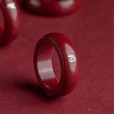 Buddha Stones Chinese Zodiac Year Of The Horse Cinnabar Blessing Ring - image 1