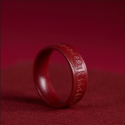 Buddha Stones Cinnabar Om Mani Padme Hum Heart Sutra Blessing Ring - Cinnabar Om Mani Padme Hum - 21mm - image 7